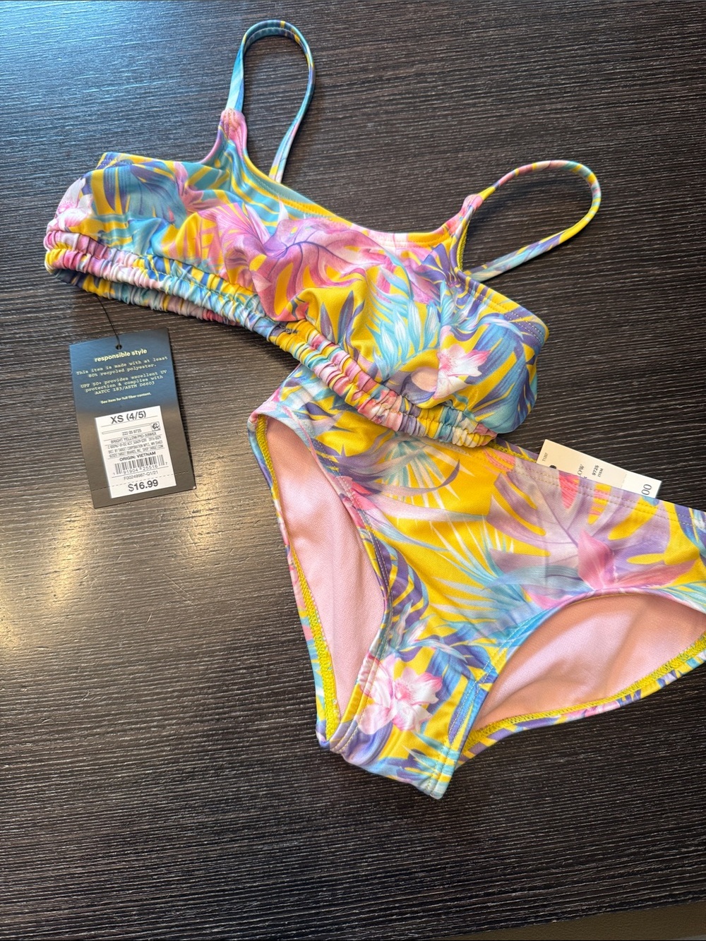 Target Girls Tropical Floral Two-Piece Swim Set - Yellow/Pink/Blue